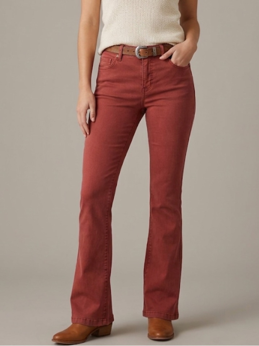 COSMIC BLUE LOVE Brandy High Rise Welt Back Pocket Bootcut Pants Red Size 29